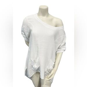 Giovanna Collection Italy Linen Cotton Oversized Tunic Top |White Boho Lagenlook